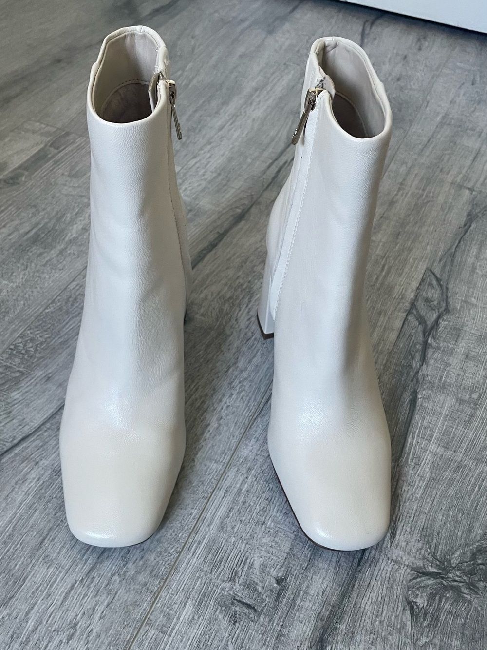 Sam Edelman Cream Zip-Up Ankle Boots